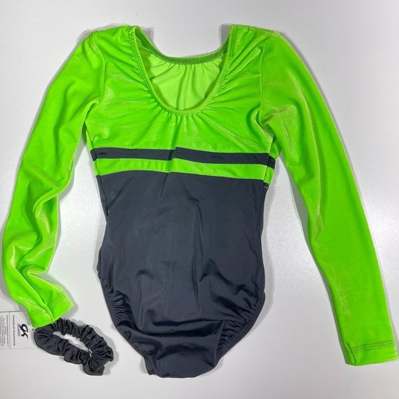 GK Elite Sportswear Leotard Scrunchie Neon Green - Picture 6 of 8